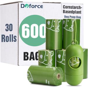 Dyforce Scented Dog Poop Bags,Leak Proof Pet Waste Bags for Dog Walking,Extra Thick and Large Cat Litter Bags for Poop,30 Refill Rolls,600 Bags,9x13",Green