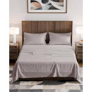 Olympic Queen Sheet Set 66x80 - 4 Piece RV Olympic Queen Size Sheets - Soft, Breathable & Cooling - Fits 14” to 16" Mattress w/ Deep Pockets - Comfy Luxury Bedding - Fade & Wrinkle Free - Light Grey