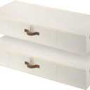 StorageWorks Underbed Storage Containers with Lids, 2-Pack 7" XL Under Bed Organizers for Clothes, Bedding and Sweaters, 73L Low Profile Fabric Storage Bins, Foldable Space Saving, Beige