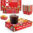 48 Pcs Christmas Party Supplies Movie Night Paper Snack Trays Xmas Party Decorations Christmas Birthday Favors Snowman Family Movie Popcorn&Drink&Candy Box