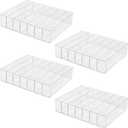 SINJEUN 4 Pack Acrylic Palette Organiser, 7 Sections Divided Makeup Palette Organiser for Eyeshadow, Contour Blush, Lipstick, Make Up Storage(Transparent, 7.5" x 6.3" x 1.8")