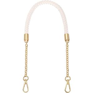 uxcell PU Leather Chain Purse Strap, 24.4 Inch Braided Purse Handle Replacement for Handbags Underarm Bag Tote (Cream, Light Gold Buckle)