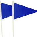 12Pack Small Blue Pennant Stick Flag Mini Triangle Blank DIY Graffiti Hand Held 5x8 Inch Flags with Solid Pole