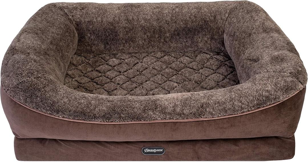 Beautyrest Ultra Plush Cuddler Dog Bed (Large, Brown)