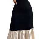 SOLY HUX Women's Color Block Ruffle Hem Maxi Dress Spaghetti Strap Elegant Long Cami Dresses, Size Large