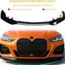 KHK Front Bumper Lip for 2021-2025 BMW 4 Series M440i/430i M Sport G22 G23 | Glossy Black Front Spoiler, ABS Air Dam Body Kit Accessories