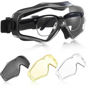 Copkim Safety Goggles over Glasses, Ansi Z87.1 Airsoft Goggles Anti Fog Tactical Safety Glasses with 3 Impact Resistant