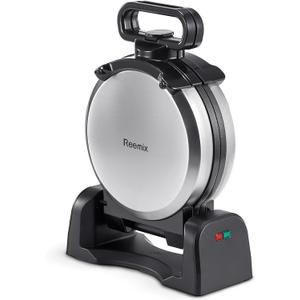 Waffle Maker, Round Classic Belgian Waffle Iron with 180Rotating Design, Nonstick Plates & Cool Touch Handle, 1080W Fast Heating Waffle Machine, Brushed Stainless, Silver (4 Slices)