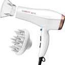 Conair Double Ceramic Hair Dryer, 1875W Blow Dryer with Diffuser and Concentrator, Ionic Conditioning, 3 Heat & 2 Speed Settings,  White