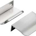 Ravinte Hardware 10 Pack Silver Cabinet Handles, 3 Inch (76mm) Finger Edge Pulls, 2 Inch Hole Center, Finger Pulls for Cabinets