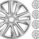BDK 16 Inch Hubcaps Set of 4 OEM Replacement Snap-On Wheel Rim Covers - Universal Fit Car Wheel Cover for Cars, Trucks, SUV, Vans Durable ABS Silver 10-Spoke Hub-Cap Car Accessories Exterior