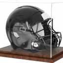 VGMiu Football Helmet Display Case with Wood Base, Clear Acrylic Helmet Display Box Dustproof Displays Case for Helmets, Sports Collectibles, Memorabilia Displays