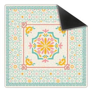 FWSFD Green Pink Chinoiserie Floral Mahjong Mat 31.5 x 31.5 in, Traditional Chinese Non-Slip Noise Reduction Gaming Mat for Table American Mahjong Poker Board Games Card Games Dominoes