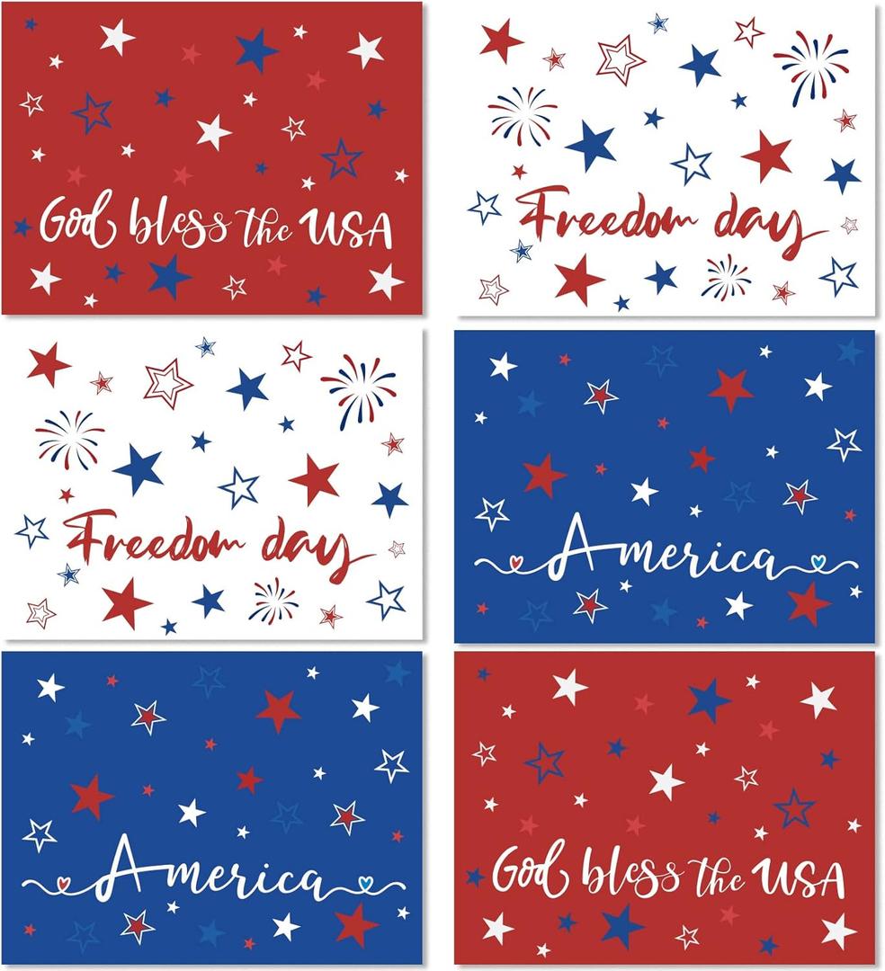 Memorial Day Placemat Set of 6 USA 250th Anniversary Patriotic Freedom Stars Place Mats 4th of July Veterans Plastic Table Mats Independence Day Holiday Table Placemats for Indoor Outdoor Party Dining