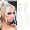 REECHO Side Air Bangs, 12 inch Long Wavy Curly Clip in Bangs Front Side Bangs for Women Daily Use 2 PCS Set Long Temples (White Blonde)