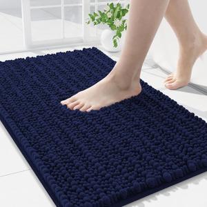 Arotive Luxury Chenille Bathroom Rug Mat, Extra Soft Thick Absorbent Shaggy Bath Rugs, Non-Slip Machine Wash Dry, Plush Bath Mats for Bathroom, Shower and Tub, 30x20, Navy