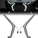 KEMIMOTO LED Grille Accent Fang Lights Compatible With 2025 Polaris RZR pro XP/pro R/S, Waterproof White LED Turn Signal Lights Front Grill Lamps Accessories(2PCS, Replace #2417278, #2417279)
