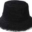 Quanhaigou Frayed Unisex Sun Hats, Fashion Beach Bucket Hat for Men Women,Summer Outdoor Boy's Girls Boonie Cap