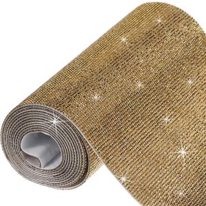 MECCANIXITY 101250 Pcs Bling Crystal Rhinestone Sheet Self-Adhesive Rhinestone Diamond Gems Sticker 98.4 x 7.9 Inch DIY Car Decoration Sticker for DIY Car Phone Clothing Craft Gold