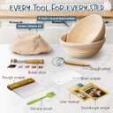 Rorecay Banneton Bread Proofing Baskets Set of 2, 9 Inch Round Cane Sourdough Bread Rising Basket Bowls with Sourdough Bread Making Tools Baking Supplies for Sour Dough Proofing Fermentation