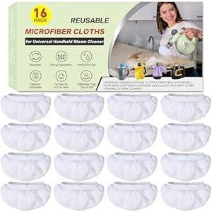 16 Pack Steam Cleaner Attachments Compatible with Bissell Steam Shot, Wagner, McCulloch, Comforday, PurSteam, etc -Reusable Washable Microfiber Steam Cloth Accessories for Handheld Steam Cleaner