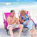 EMERIT Low Beach Chairs for Adults with Removable UPF 50+ Umbrella, Lightweight Folding Backpack Camping Chair with Cup Holder, Portable Sand Chair for Beach, Picnic, Lawn