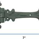 Renovators Supply Manufacturing Strap Hinge 7 in. Black Wrought Iron Southern Charm Style Spear Tip Flush Mount Heavy Duty Strap Gate and Door Hinges with Hardware Pack of 2