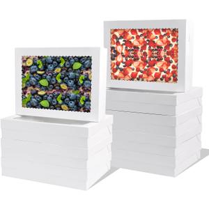 12pcs 19x14x4 inch Cake Boxes with WindowWhite Rectangle Sheet Large Bakery Boxes for Pastry Dessert Cake, Cupcakes Donuts Cookies Pie Treat Packaging