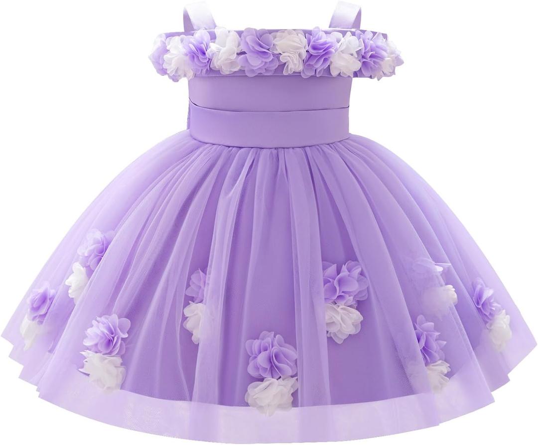 IBTOM CASTLE Toddler Baby Flower Girl Dress for Fairy First Birthday Party (Purple)