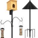 ERYTLLY Bird House Pole 80 Inch Bird Feeder Pole with Squirrel Baffle and 2 Hooks - Heavy Duty Bluebird Feeder Support Rod Stand Set for Outside, Yard, Garden