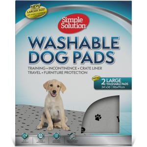 Simple Solution Washable Puppy Pads, Reusable Dog Pad, 34"x36", 2 Count | Dog Training Pads, Waterproof, Odor Control, Housebreaking, Senior Dogs, Reusable Dog Pads, Travel Friendly, Quick Dry