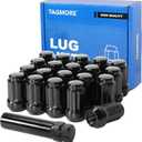 20pcs 1/2"-20 Spline Lug Nuts - Compatible with 1987-2018 Wrangler, 2002-2012 Liberty, 1993-2010 Grand Cherokee, 1984-2001 Cherokee, One-Piece Design Wheel Lug Nut Set with Socket Key (Black)