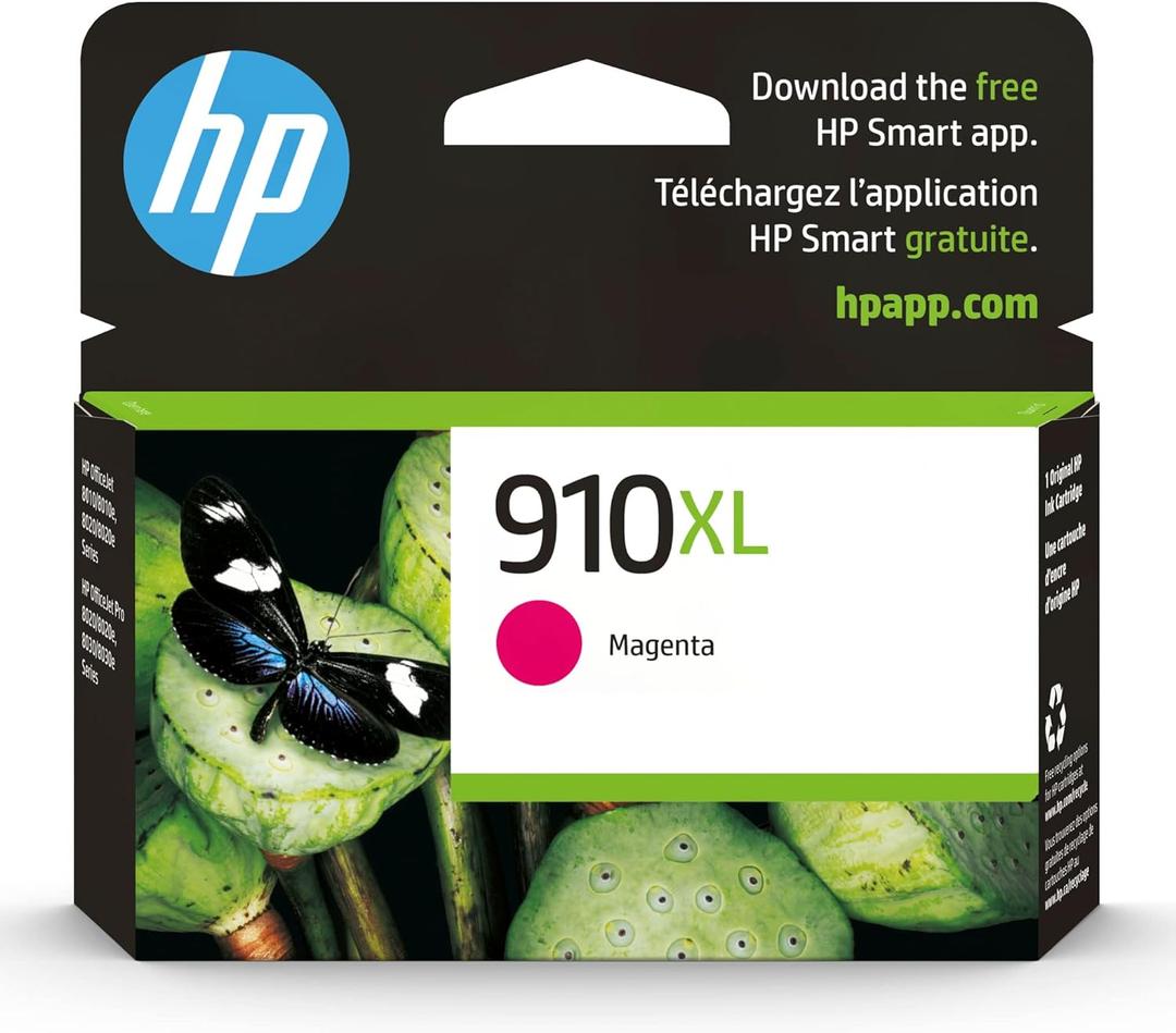 HP 910XL Magenta High-Yield Ink Cartridge Printers | Works with Printer Series: OfficeJet 8010, 8020, Pro 8020, 8030 | Eligible for Instant Ink | 3YL63AN
