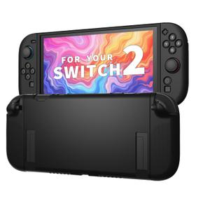 JEMDO Textured Grip Protective Case Compatible with Nintendo Switch 2 (2025) Only  Black Matte Shockproof TPU Shell with Anti-Slip Handles, Ergonomic & Comfort Slim Back Cover