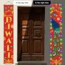 Diwali Party Decorations - Happy Diwali Door Banner Diwali Decoration for Home Deepavali Festival of Lights Banner Porch Hanging Sign for Indian Holiday Wall Doorway Decor, 11.8in70.9in