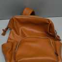 HolaJia Faux Leather Diaper Bag Backpack with Waterproof Pockets, Stroller Buckle and Changing Pad - 35L Large Mommy Bag for Boy and Girl - Stylish Baby Shower Gifts (Orange)