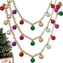 16 ft Colorful Christmas Ball Garland - Red, Green, Gold Tinsel Balls for Tree, Fireplace, Indoor/Outdoor Decor, Multi Color 