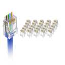VCE 25-Pack UL Listed Cat6 RJ45 Pass Through Connector, 10Gbps Unshielded Ethernet Modular Plugs, Gold Plated 8P8C Cat 6 Ends for 23-26AWG Solid or Stranded UTP Network Cable Support PoE