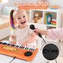 Kids Piano Keyboard with Microphone, 49 Keys Portable Electronic Piano Keyboard for Kids Beginners Ages 3 4 5 6 7, Toy Music Keyboard Birthday Xmas Gift for Girls Boys, Orange
