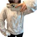 Women Camo Hoodies Maple Leaf Oversized Fleece Hooded Sweatshirt Loose Long Sleeve Pullover Top with Pocket Couple (White, S)