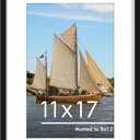 PEALSN 11x17 Picture Frame, Display Pictures 8 x 12 with Mat or 11 x 17 Without Mat for Wall Mounting Display, Photo Frames, Black