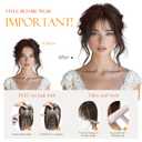 Hairro Clip In Bangs For Women Remy Short Hair Topper Hairpieces 3D Cover Fake Highlight Thin Wispy Bangs Hair Clip 11 Inches 14g #4P27 Medium Brown Mix Dark Blonde