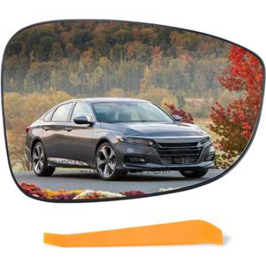 Right Passenger Side Mirror Glass w/backing plate(Non-Heated) Compatible with 2018 2019 2020 2021 2022 Honda Accord,(with a tool), Replace#76203-TVA-A21