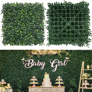 NETAP Grass Wall Panels, 10"x10", 24PCS Artificial Boxwood Wall Panels