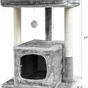SYANDLVY 27IN Cat Tree for Indoor Cats Large Adult, Modern Activity Tower with Scratching Posts, Condo with Plush Perch, Climbing Stand with Spring Ball for Play, Grey