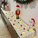 SHUNJIE Boho Beige Farmhouse Rustic Table Runner with Sequined Xmas Trees, 13''x72'' Soft Faux Fur Runner for Holiday Winter Home Party Fireplace Kitchen Dining Decor Table