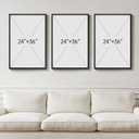 Large Framed Boho Abstract Wall Art for Living Room, 3 Piece Black and White Modern Minimalist Canvas Artwork for Walls, Bauhaus Geometric Prints Wall Decor for Bedroom Home Office Hallway, 24x36 Inch, 24" W x 36" H x 3Pcs