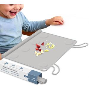 Silicone Placemat for Baby Self-Eating: Dishwasher Safe & Non-Slip for Dining Table - Table Mat for Baby 8-18 Months, 14*10 inch