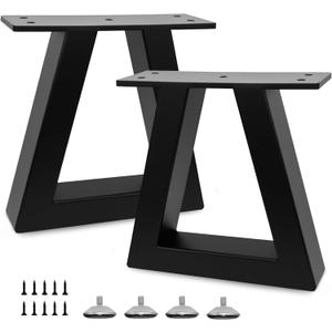 Y-CFHFC 8 Inch Trapezoid Metal Table Legs Heavy Duty Steel Furniture Legs for DIY Sofa, Couch, Bench,Stool,Coffee Table, End/Side Table,Cabinet Feets (Set of 2, Black)