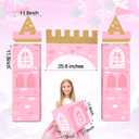 Bucherry 13 Pcs Princess Party Decorations Pink Princess Cardboard Castle Playhouse Large Royal Castle Girl Birthday Party Decoration 43 x 51 Cardboard Fort for Pink Baby Shower Decorations Kit